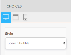 A screenshot of the application showing the choice style  options