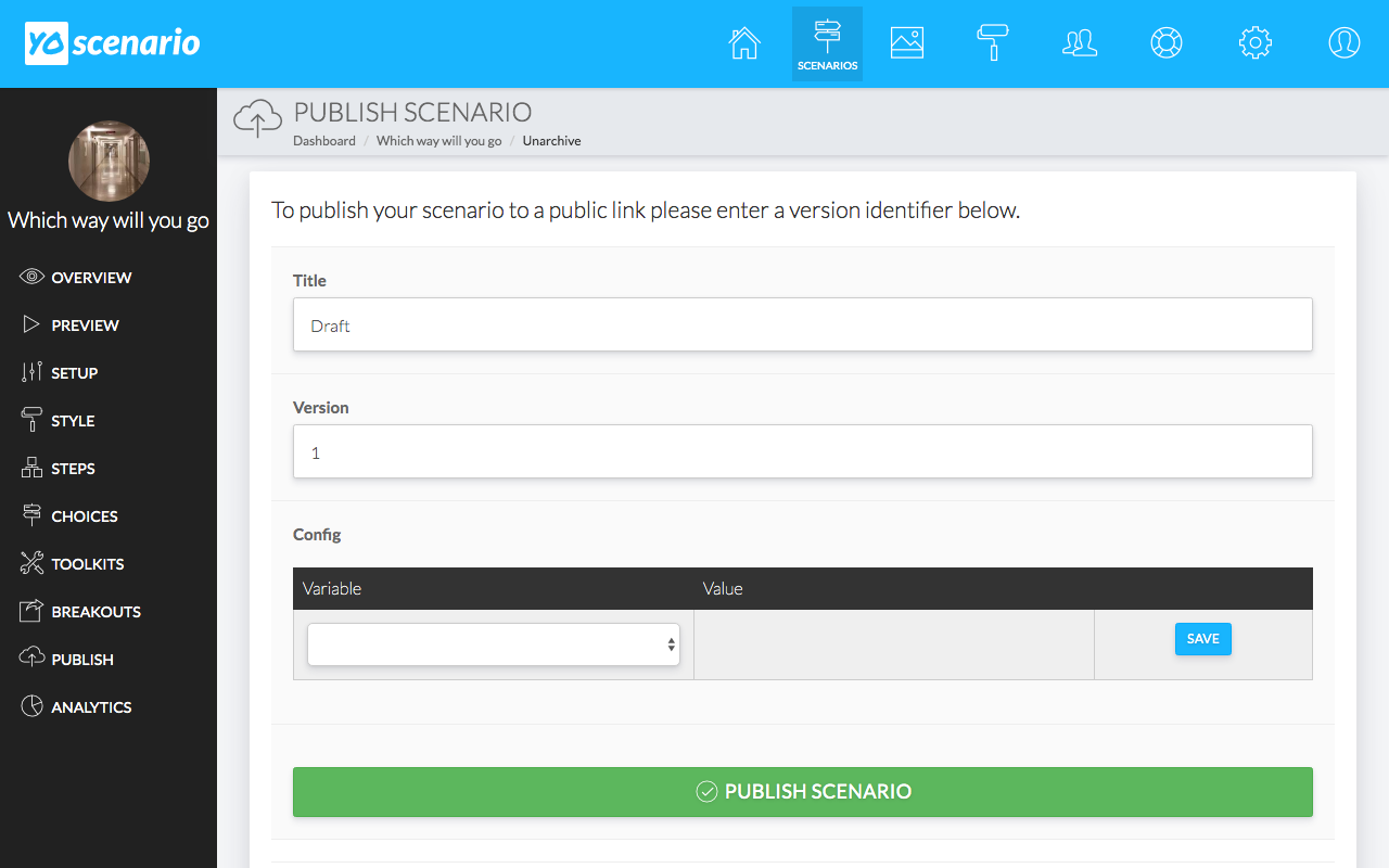 A screenshot of the publish form